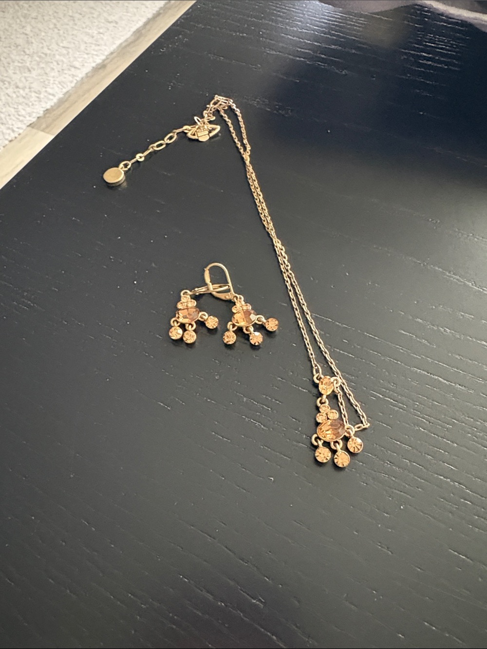 Gold Dangle Coin Necklace and Earrings Set - Women's Jewelry